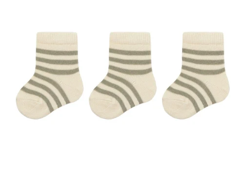 3 par råhvide og grønstribede strømper fra Lil Atelier 13241167 turtledove forest fog